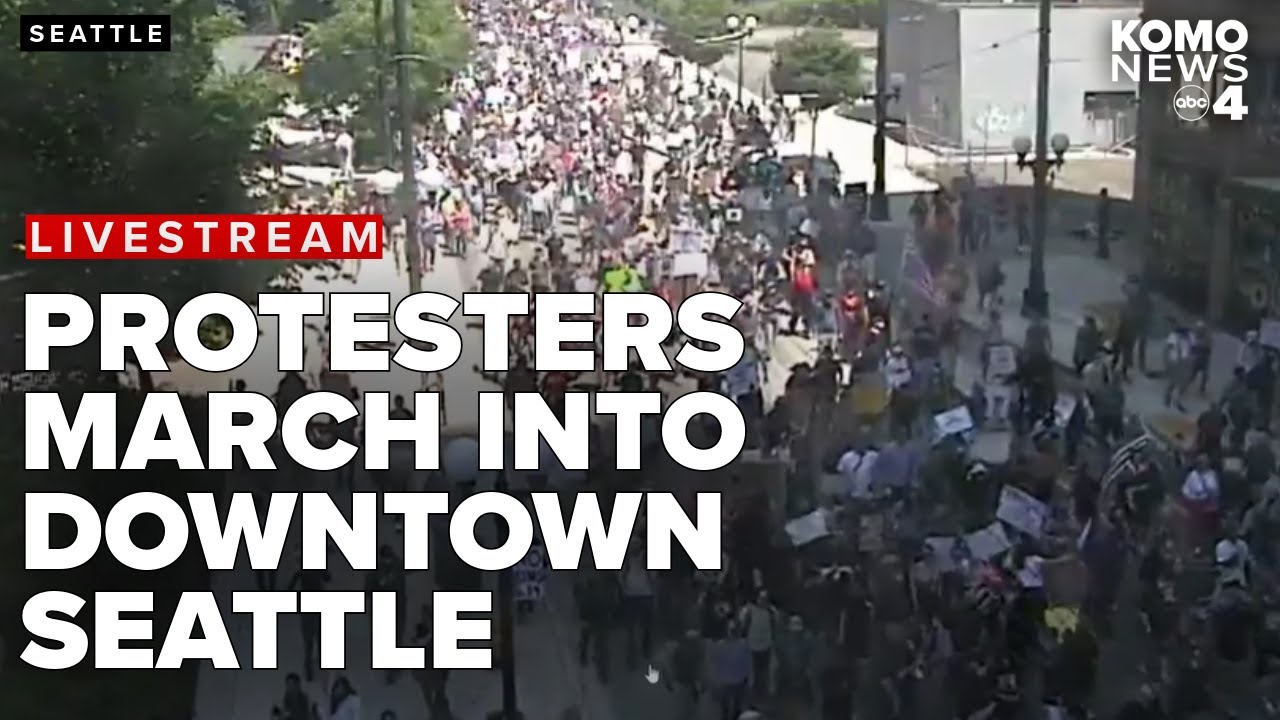 'No Kings protesters heading into downtown Seattle