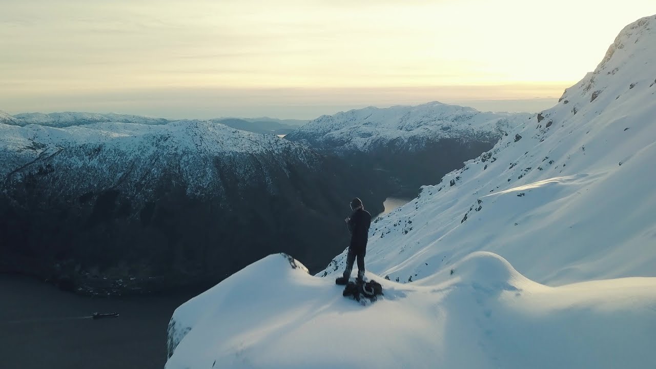 Norway travel  - Amazing snow landscape filmed with drone