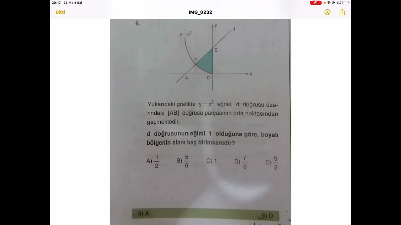 İntegral apotemi yayınları alan sorusu çözümü