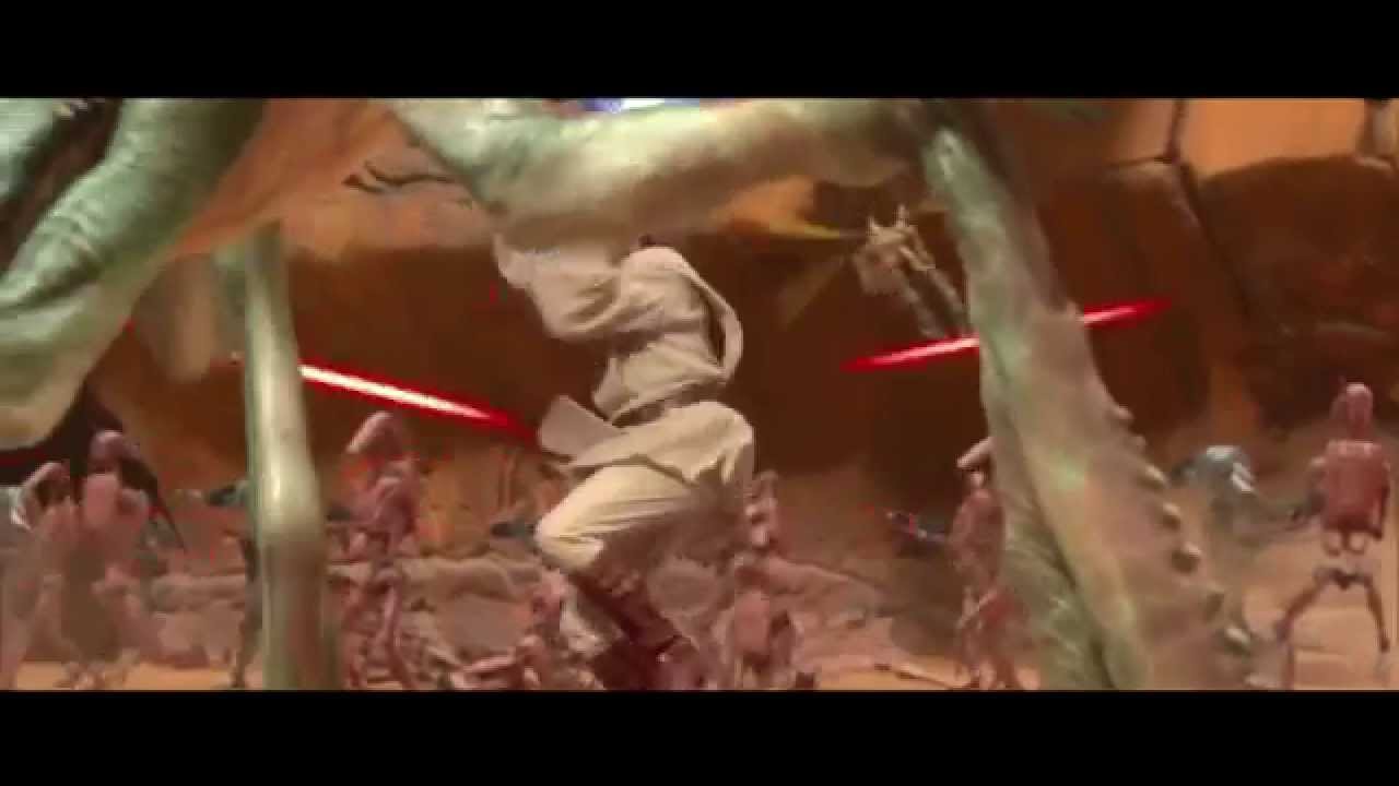 Obi-Wan kills the acklay on Geonosis