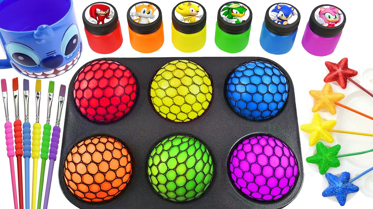 Oddly Satisfying Video | How I Made 6 BIG Slime Balls in to Rainbow Lollipop Candy Stars AND Cutting