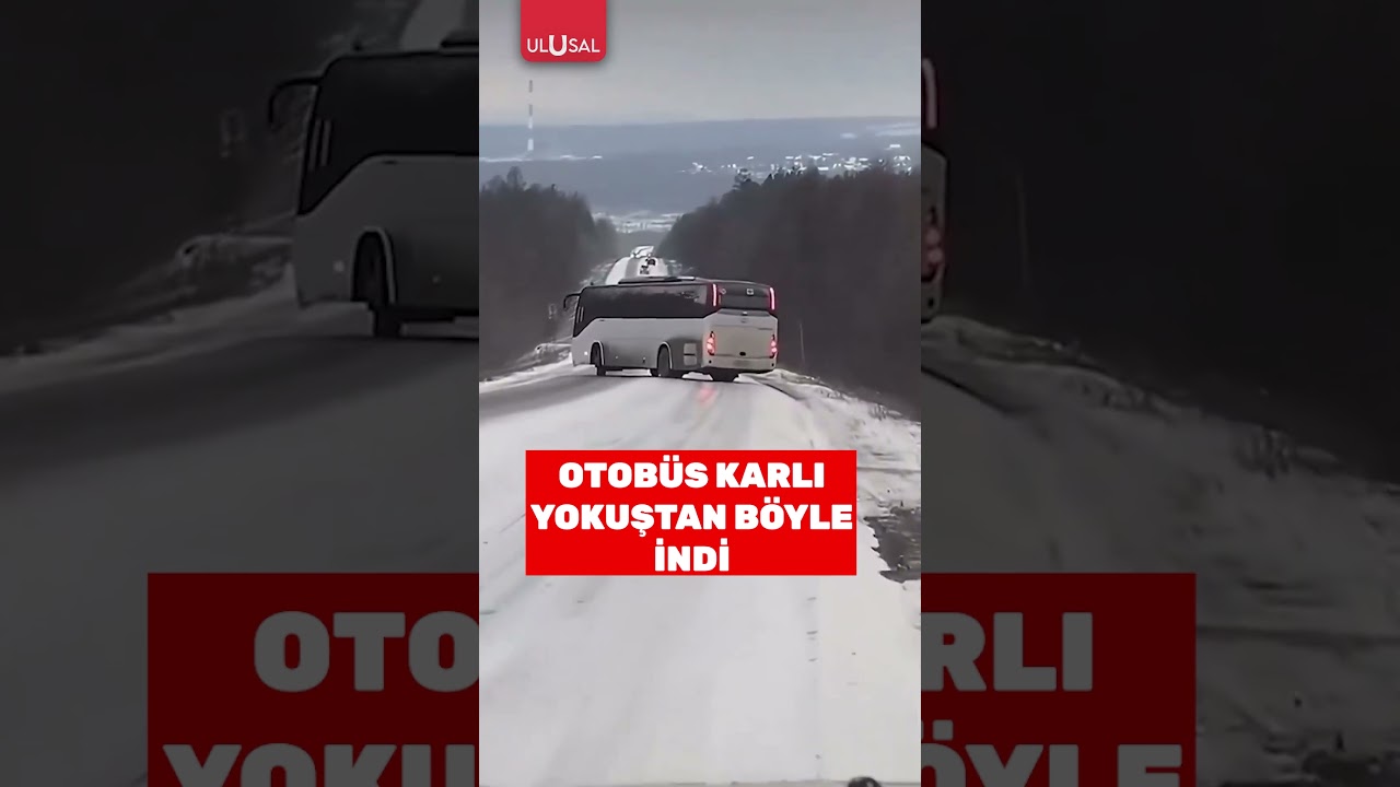 Şoför karlı yoldan otobüsü böyle indirdi #shorts #otobüs #keşfet