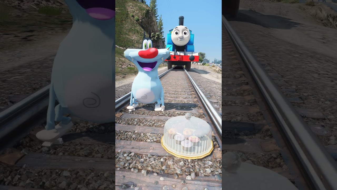 Oggy and the Cockroaches meets Thomas The Train #shorts