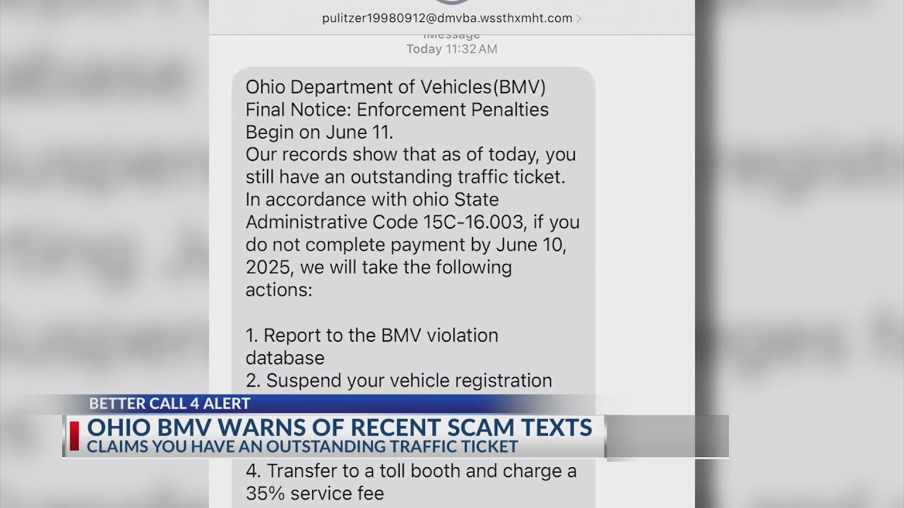 Ohio BMV warns about text message scam involving 'outstanding traffic tickets'