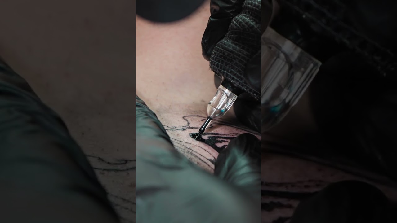 Oil Spill Chest Tattoo in Blackwork Style by @vequja at Seoul Ink #tattoo