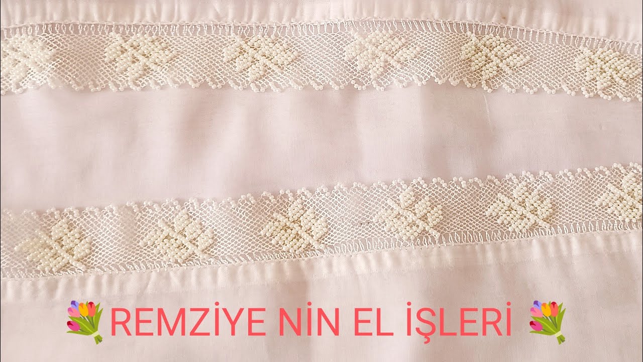 Çok zarif ve muhteşem bir boncuklu tülbent modelinin yapılışı iğne oyası boncuk dizmesi #igneoyasi