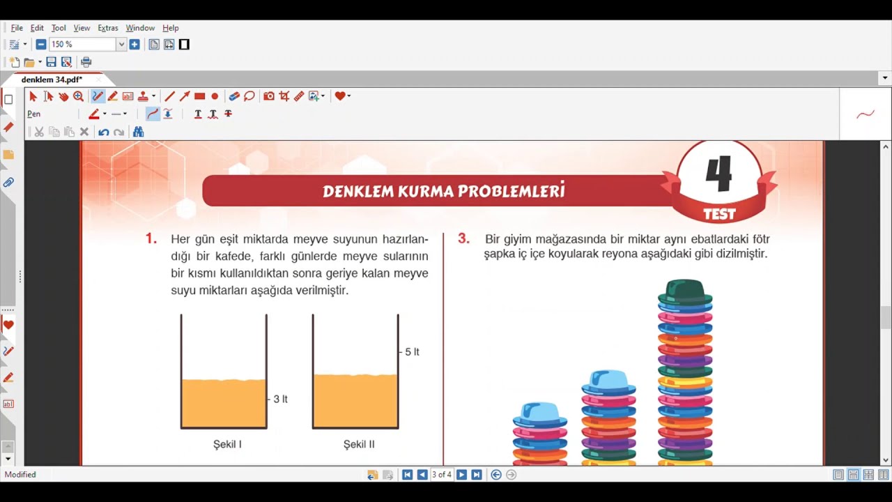 OLAĞANÜSTÜ PROBLEMLER - 5 (Denklem kurma problemleri test 3 ve 4 çözümleri)