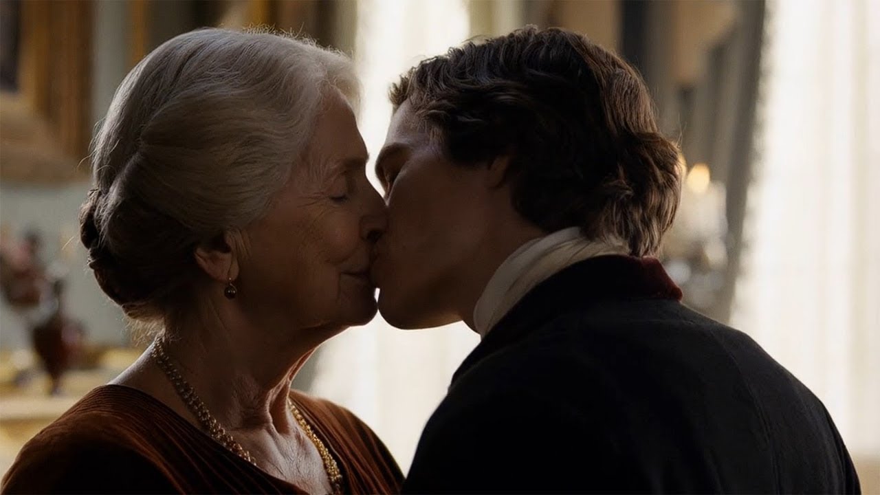 Older Woman And Younger Man Have A Hot Lip Kiss l  Lesbians Kissing Video