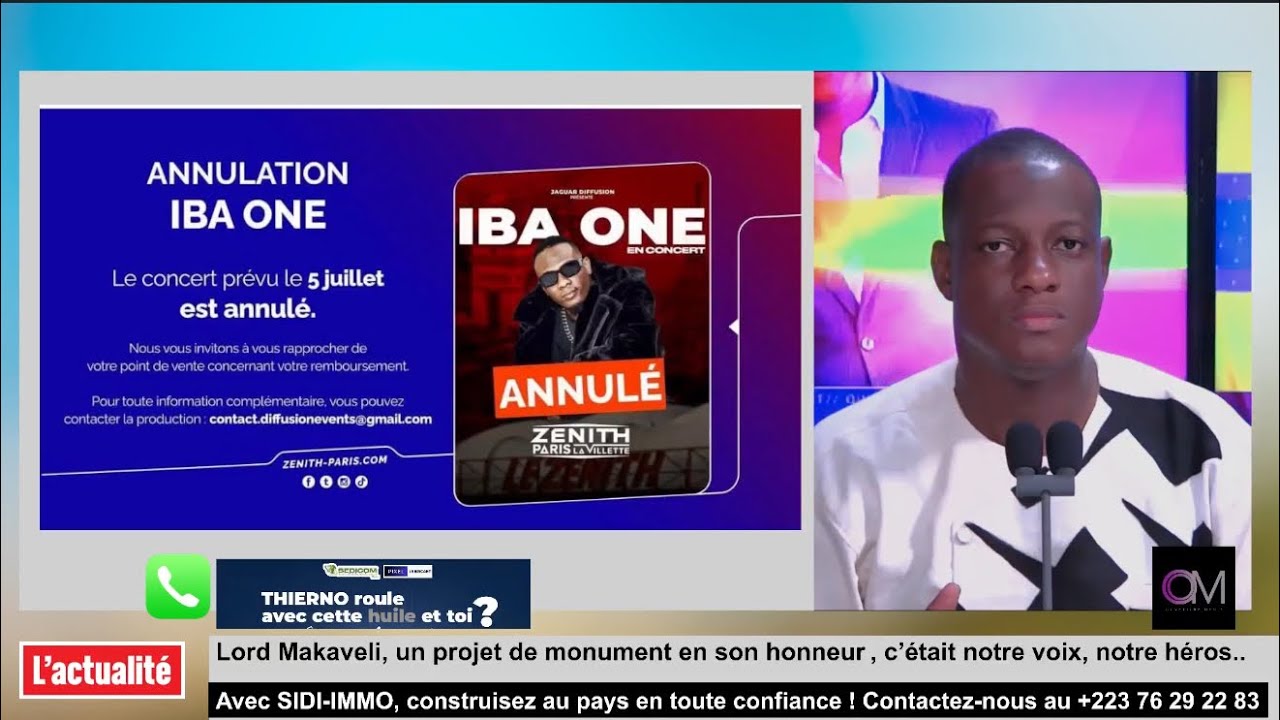 OM Tv :#IBA ONE, l’annulation de son concert au Zénith de Paris le 05 juillet 2025
