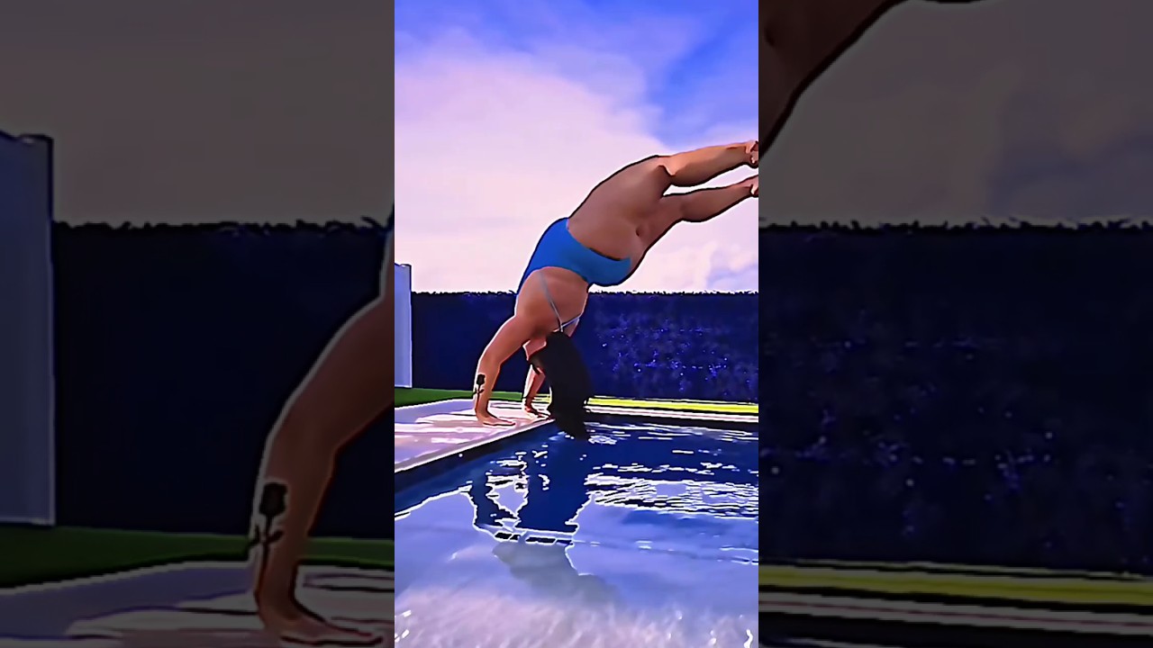 OMG fat lady amazing talent swimming pool