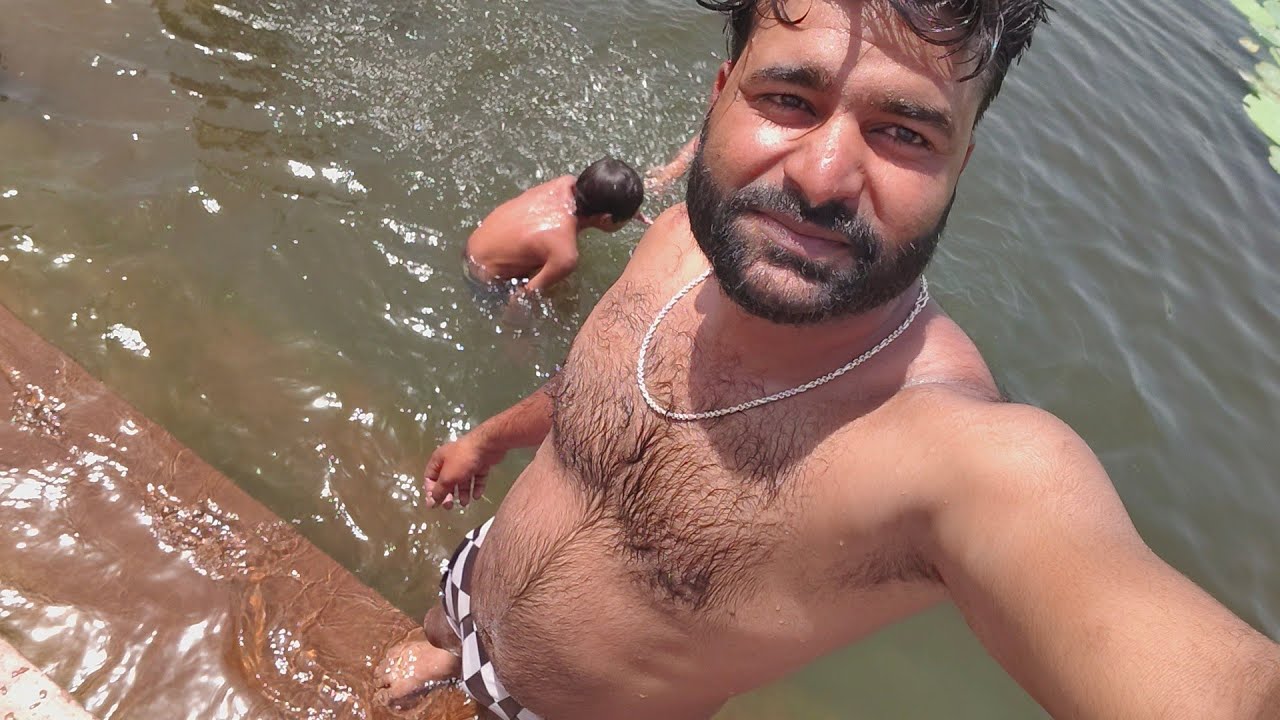 Open bathing video viral scene village life #vlog #swimming #romantic #romance