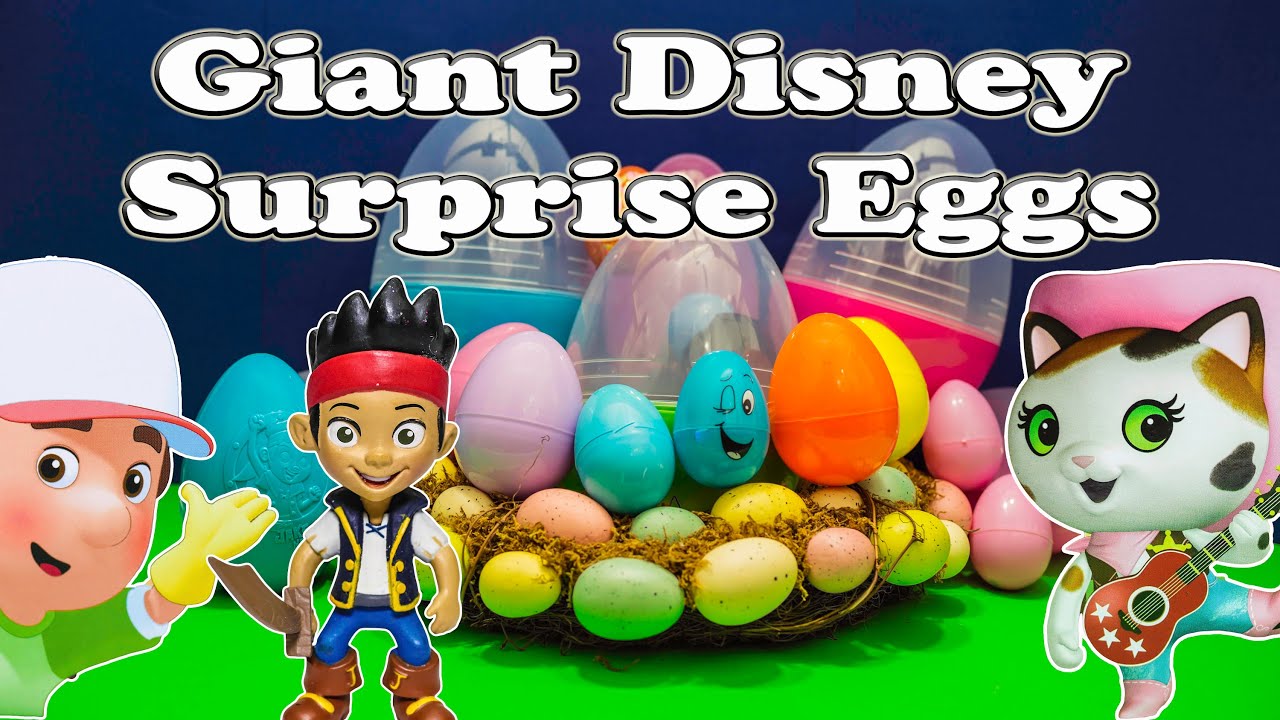 Opening  Mickey Mouse Giant Surprise Eggs with Sheriff Callie Toys