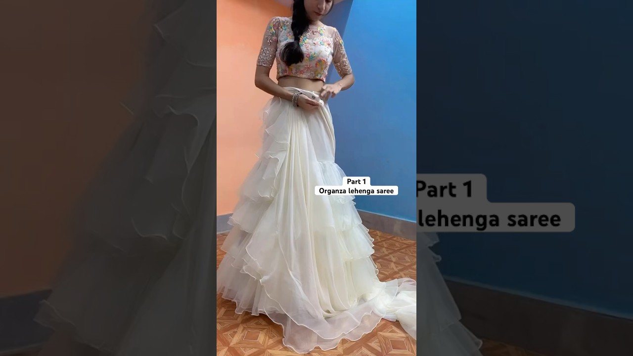 Organza lehenga saree 🤍 #readytowearsaree #organsasaree #rufflesaree #dreamyboutique #sareedraping