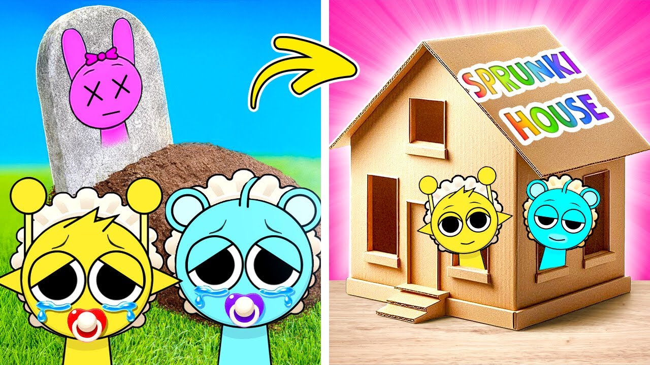Orphan Baby Sprunki Needs Help! 😭✨ I Adopted Incredibox Sprunki & Built a DIY Cardboard Home!