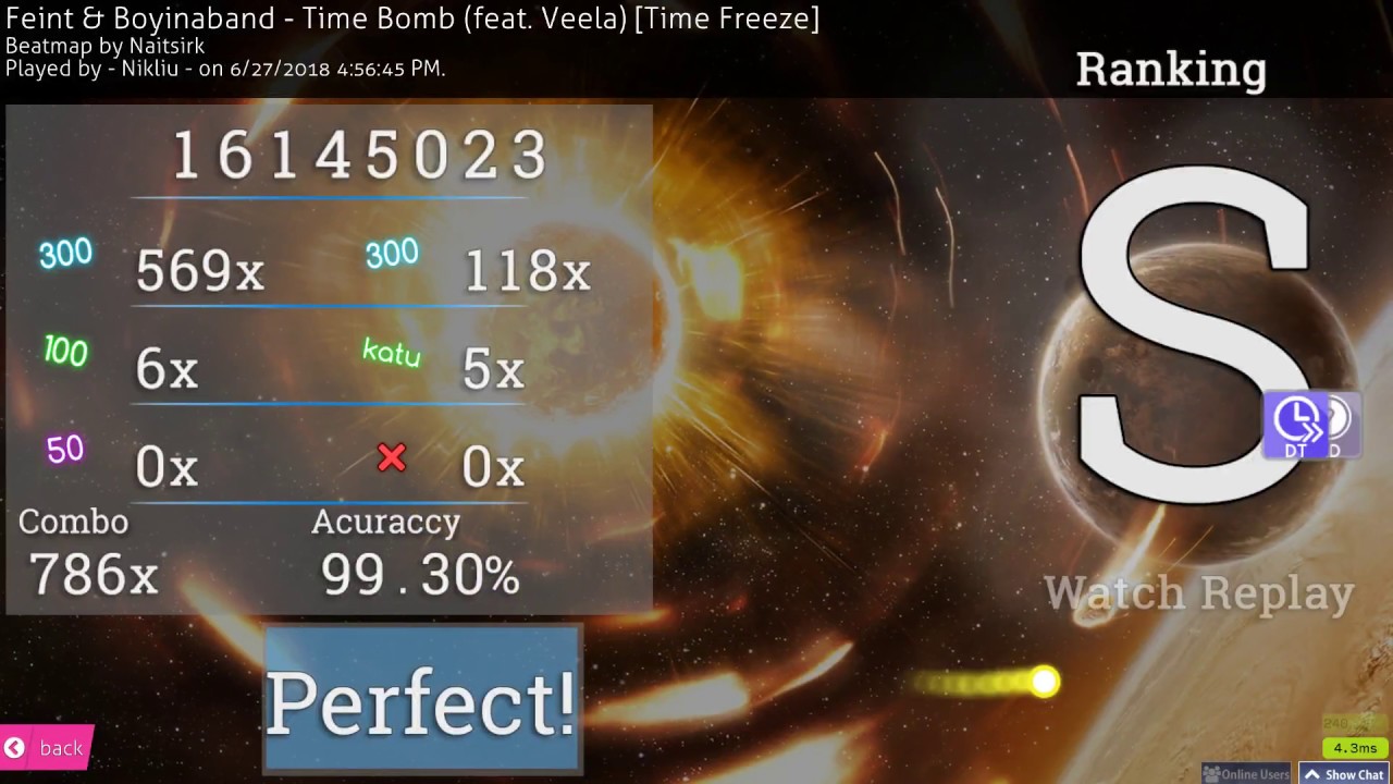 osu! | - Nikliu - | Feint&Boyinaband - Time Bomb (feat. Veela) [Time Freeze] HDDT 99.30% FC 579pp #1