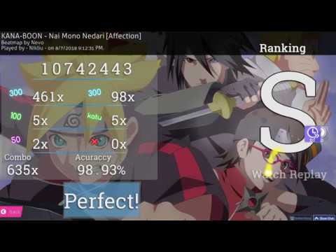 osu! | - Nikliu - | KANA-BOON - Nai Mono Nedari [Affection] +HD,DT 98.93% FC 614pp #1
