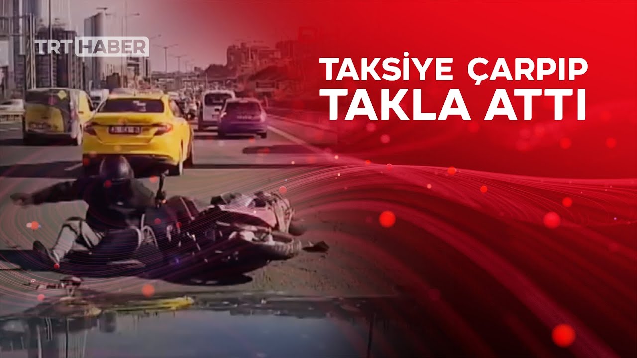 Otomobilin aynasını kırdı, önündeki taksiye çarparak takla attı