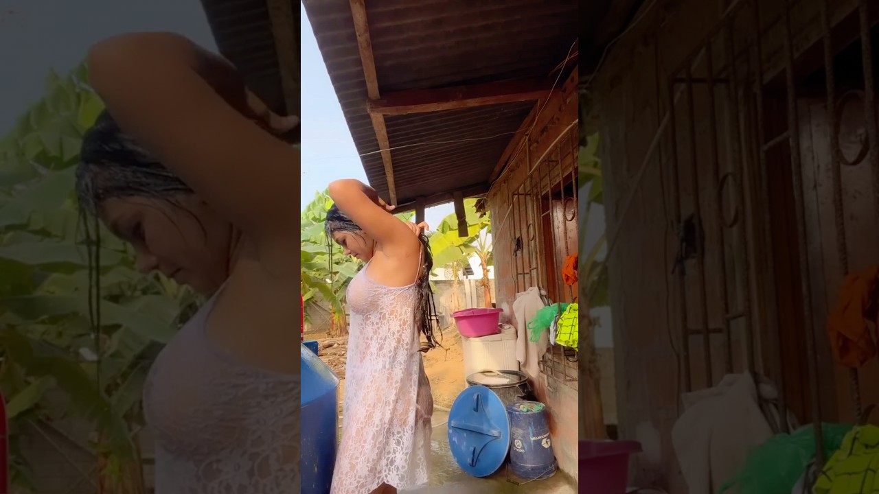 outdoor girl bathing 🧼 #shortsfeed #outdoors #bathing