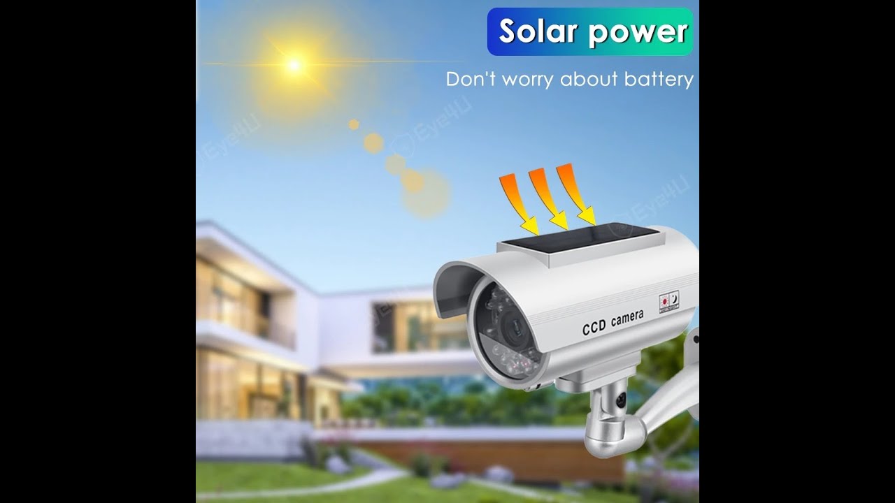 Outdoor Solar Power Dummy Security Camera Fake LED Blink Light Surveillance CCTV
