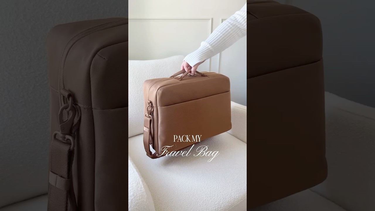 Pack my travel bag with me 🤎 #packing #packwithme #travelessentials #beis #asmrsounds