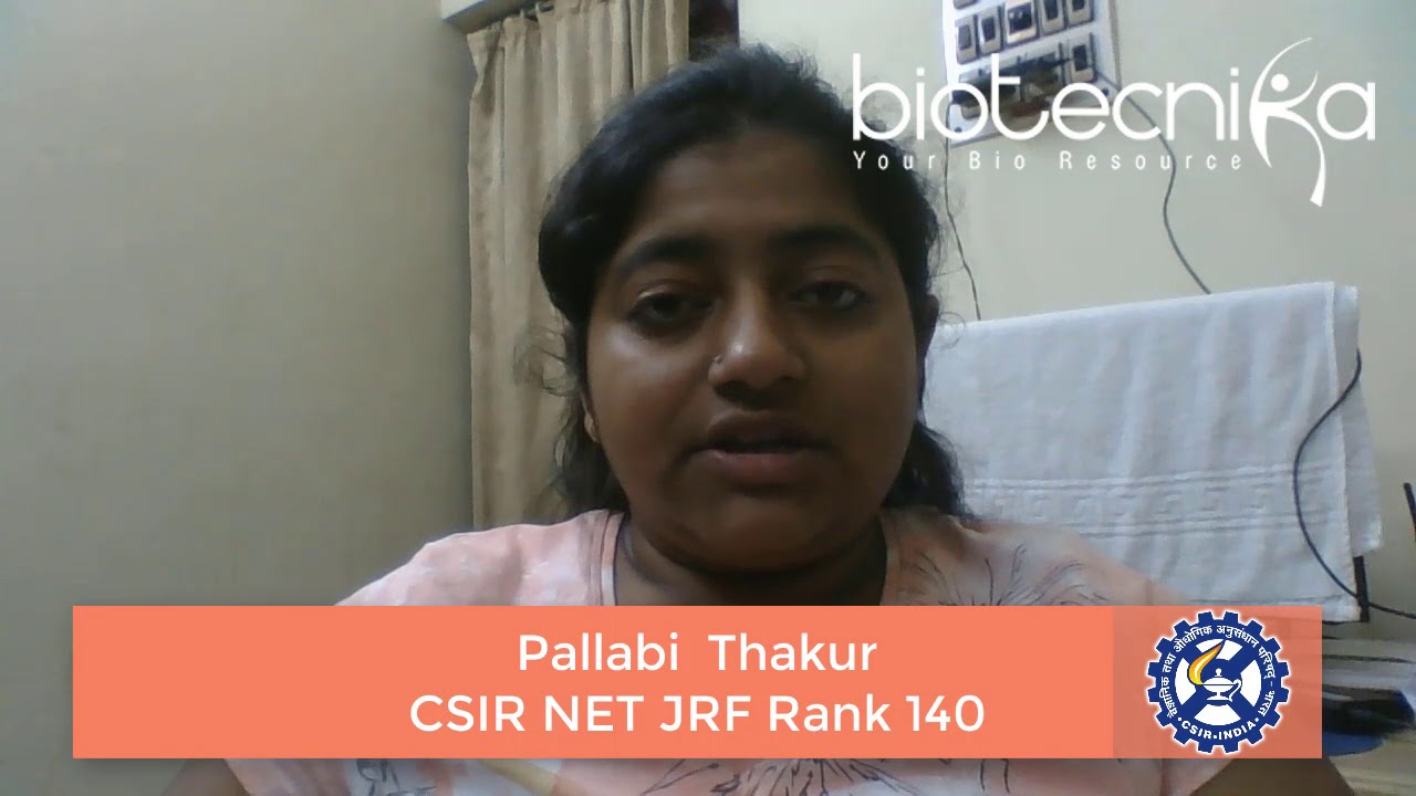 Pallabi Thakur CSIR NET JRF- 140 Rank reviews BioTecNika's Coaching services
