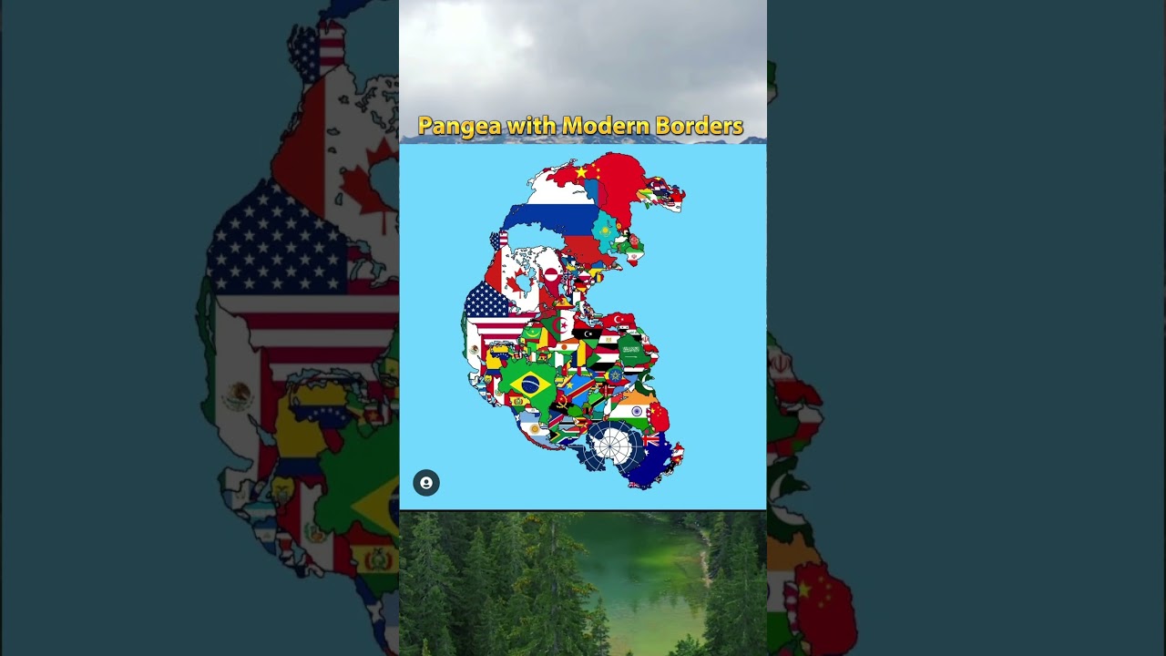 Pangea with modern Borders #history #maps #mapping #shorts #pangea