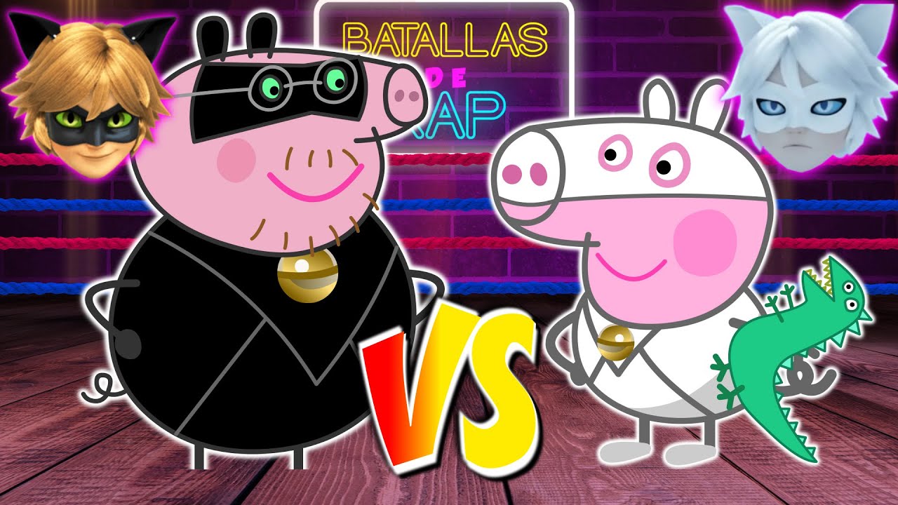 Papa Cerdito Cat Noir vs Bebe George Cat Blanc - BATALLA DE RAP ANIMADA - La Cosa Nostrack