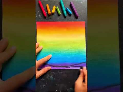 Pastel boya kalemleri ile güzel manzara resmî yapma