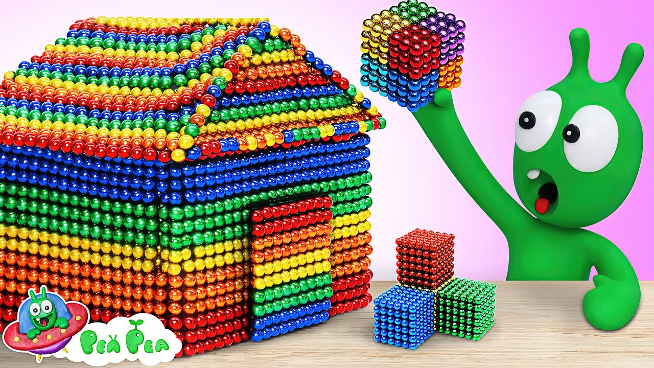 Pea Pea Build Rainbow House with Magnet Balls - Video for kids