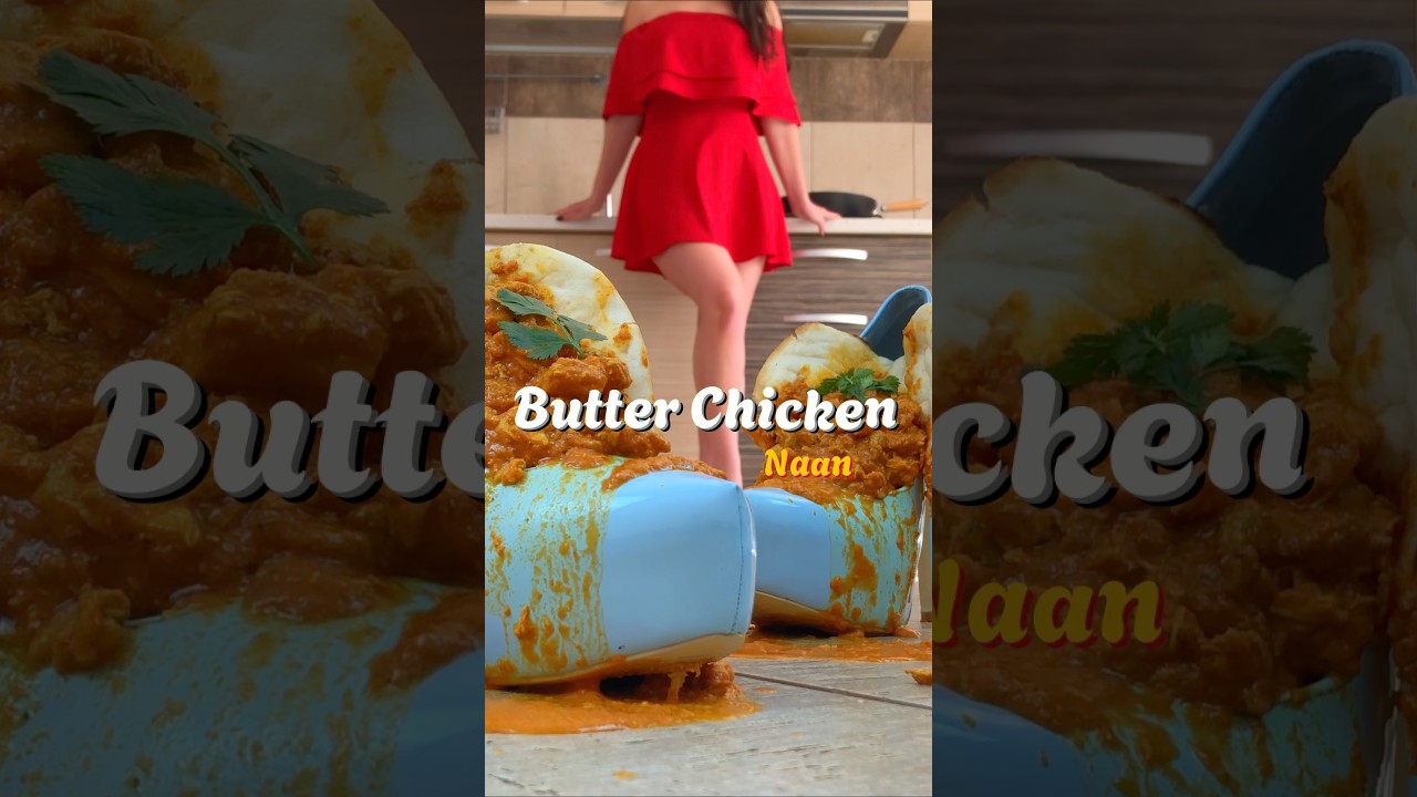 Pea vs. Butter Chicken Naan! Feet Crushing Food in Heels! Oddly Satisfying ASMR