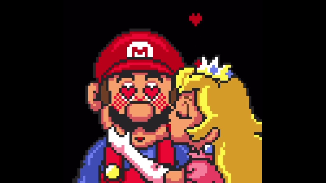Peach Kissing Mario with SMB1 Ending SNES Music