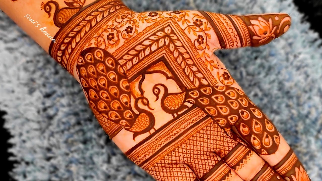 Peacock pair traditional mehndi design | Soni's henna