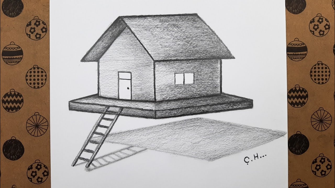 Pencil Drawing How To Draw A 3D House Picture Step By Step, Drawing Is Our Hobby 3D Drawings