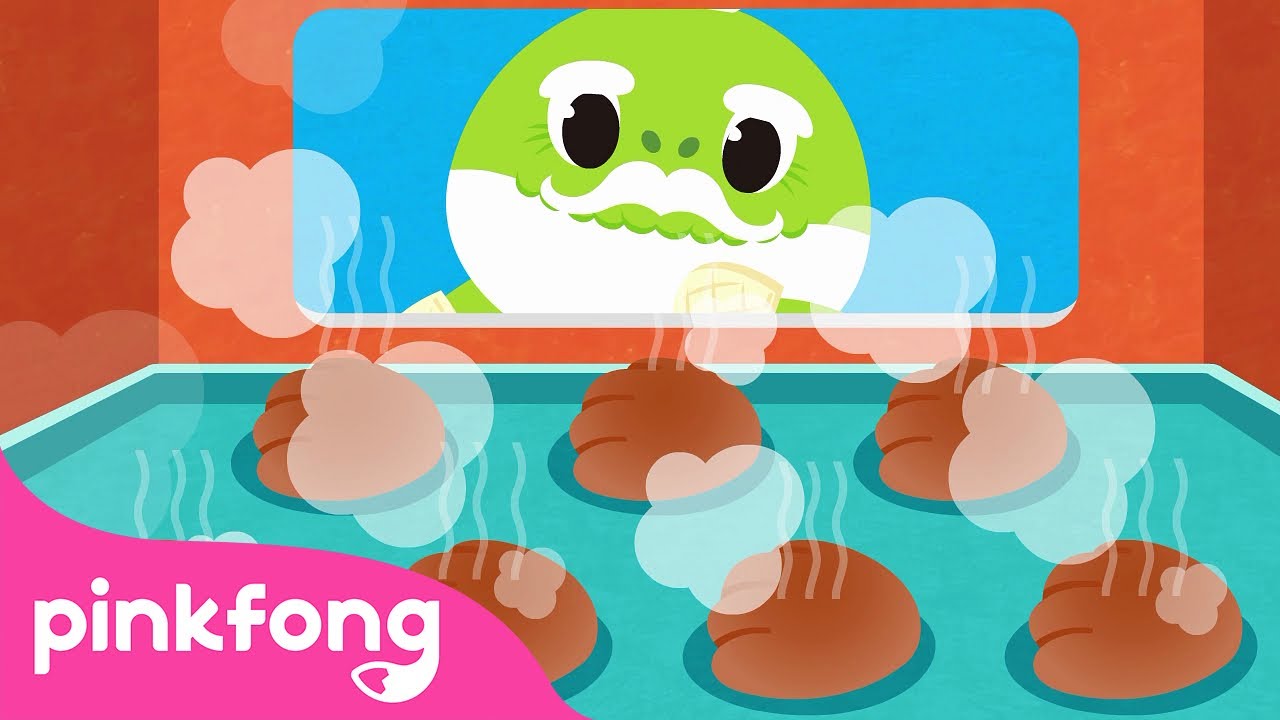 Pães de Concha Quentinhos | Cante junto com o Bebê Tubarão | Pinkfong Canções para Crianças