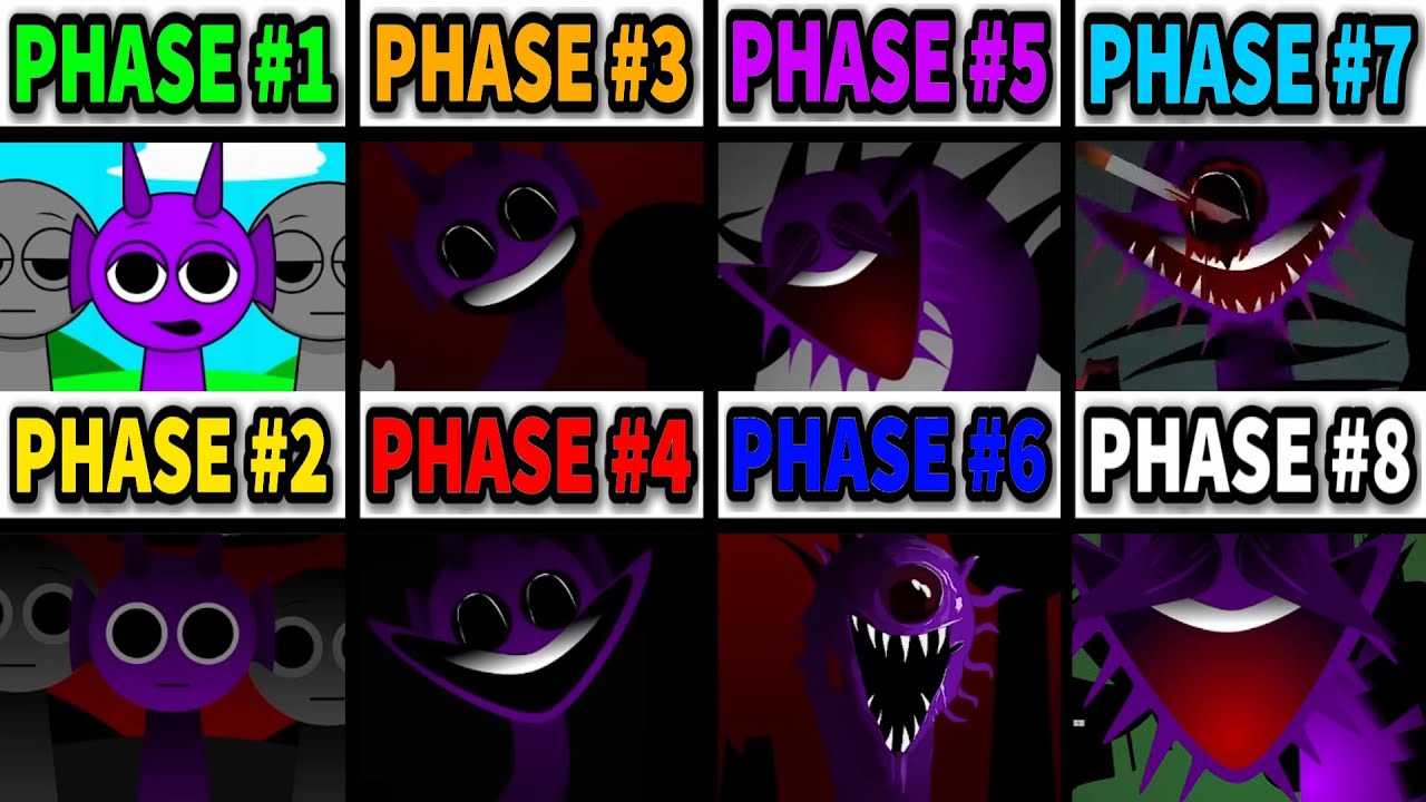 Phase 1-2 VS Phase 3 VS Phase 4 VS Phase 5 VS Phase 6 VS Phase 7 VS Phase 8 in Incredibox Sprunki!