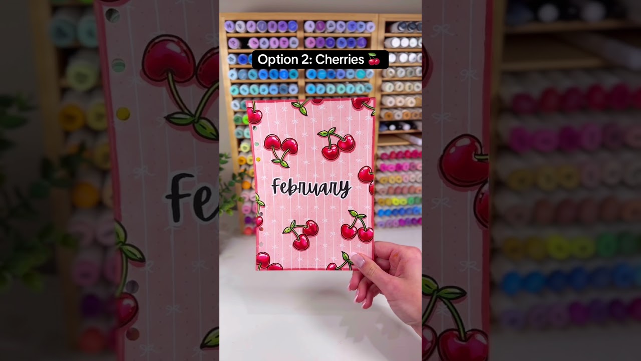 Pick a theme for my February bujo! Hearts 🩷 Cherries 🍒 Bows 🎀 Sweets 🧁 #bulletjournal #bujo