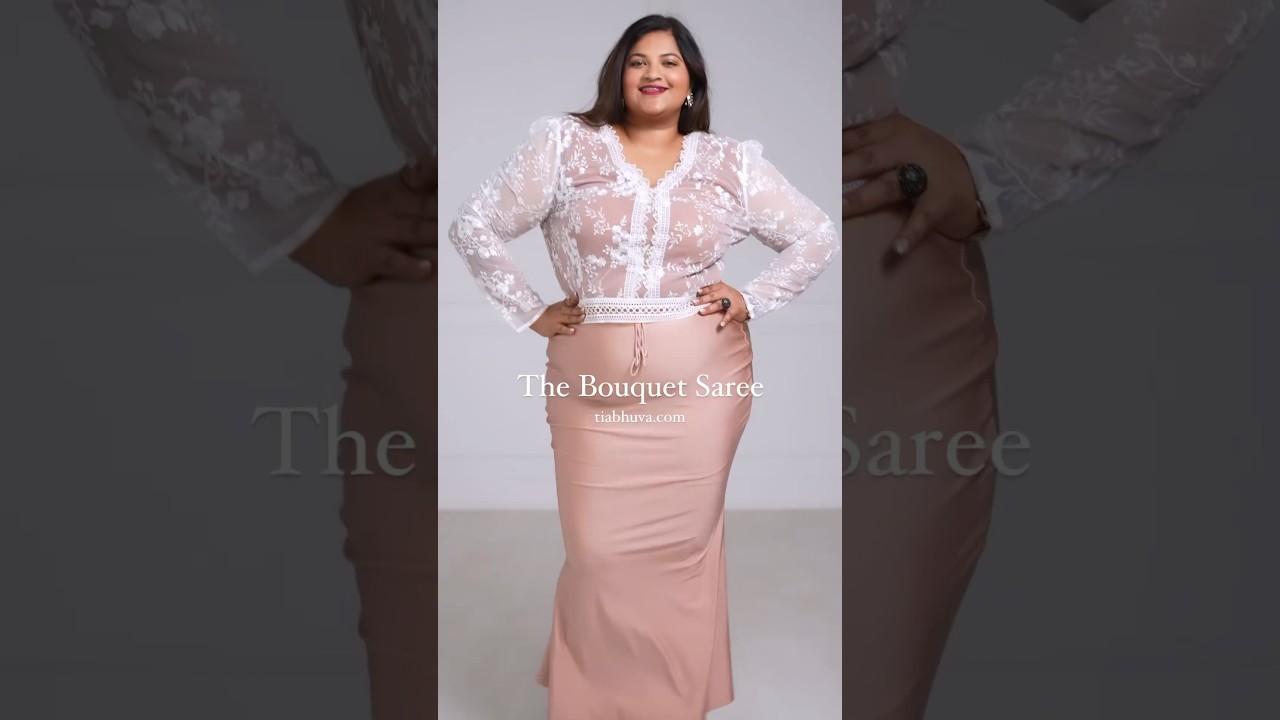 Pink Floral Saree Drape on Gorgeous Curvy Model | How to Drape A Saree | Floral Saree | #shorts