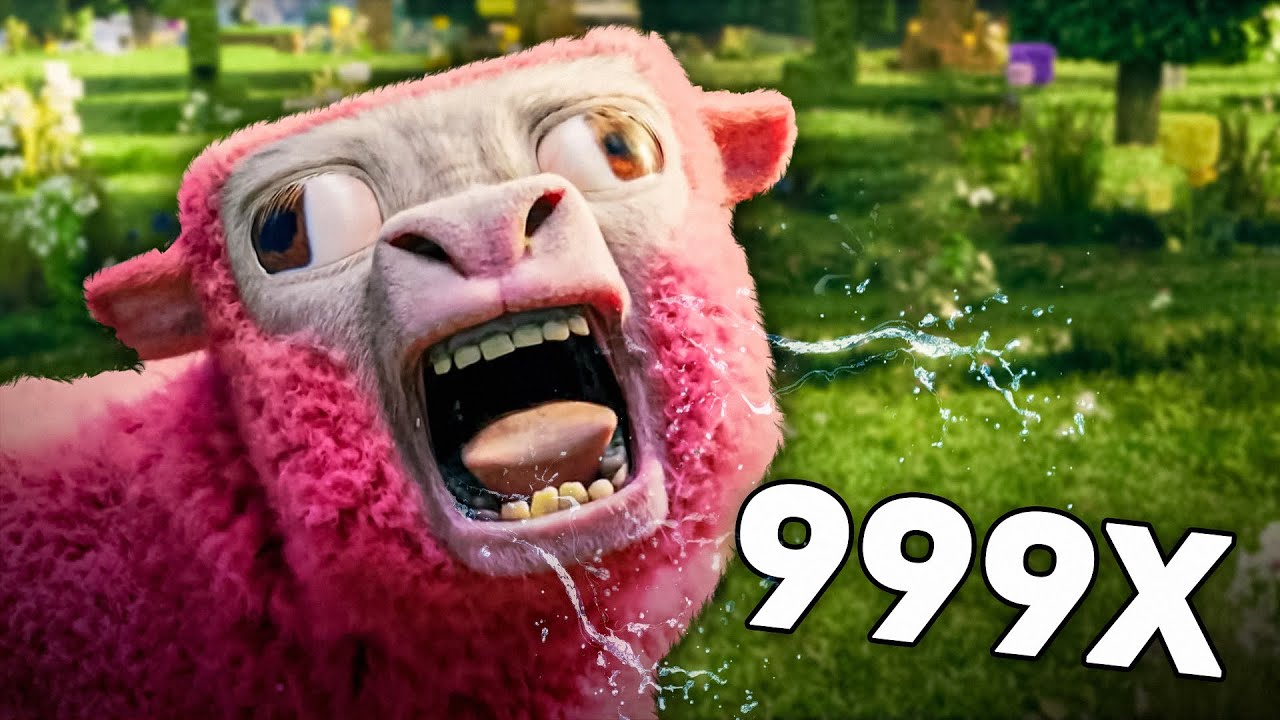 Pink sheep Minecraft movie but 999X Speed