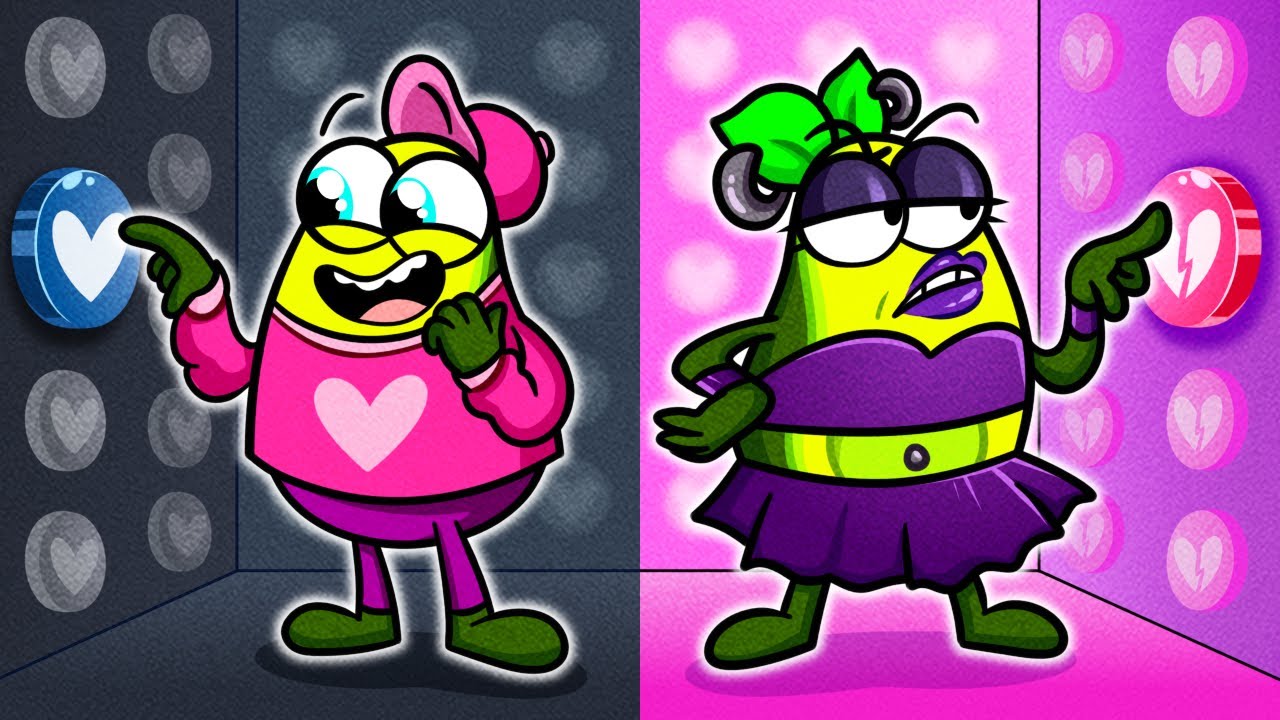 Pink VS Black Vegetables 🥑 Boys VS Girl and Funny Love Stories by Avocado Couple Live