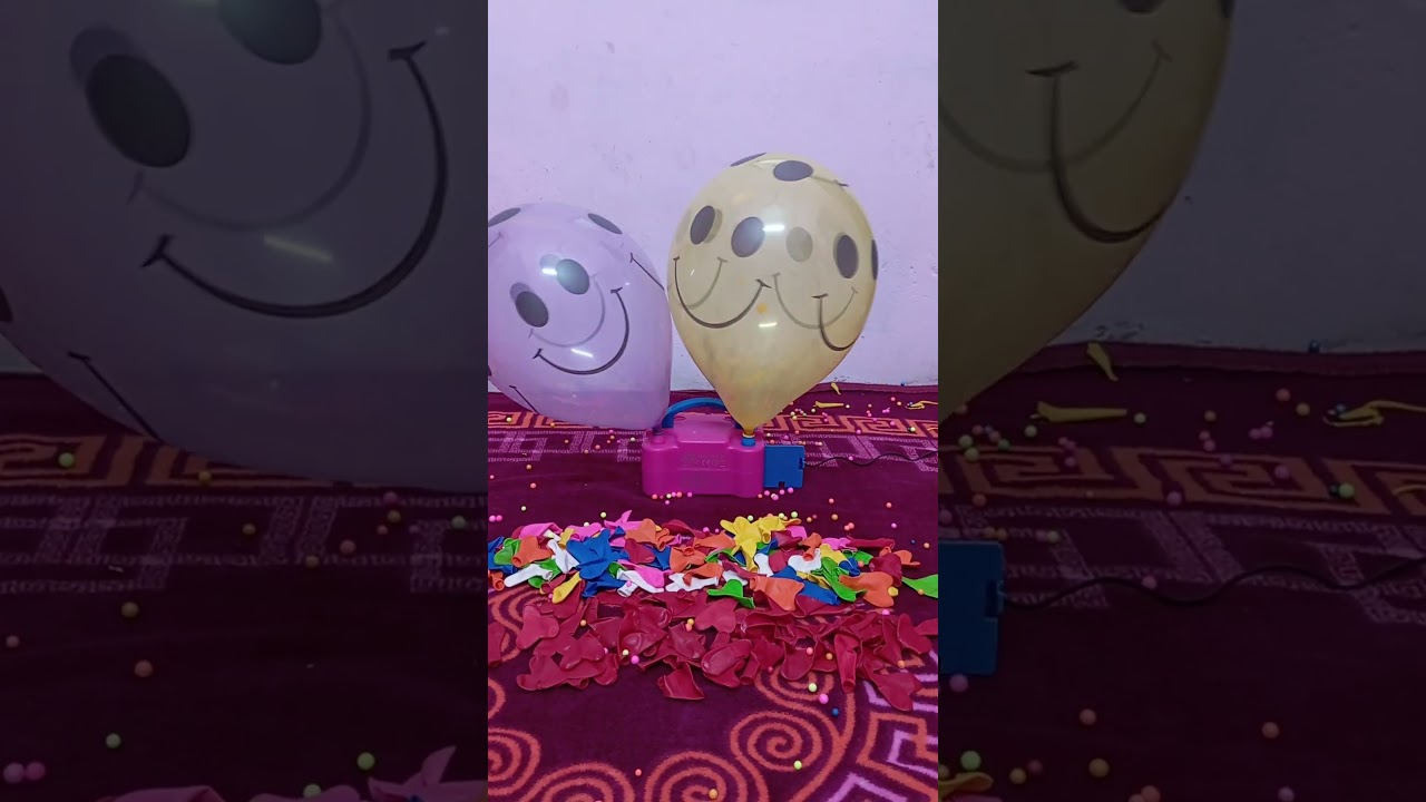 Pink Yellow Emoji Balloon Blow And Popping | Color Emoji Balloon Blowing #balloonblowing #balloonpop