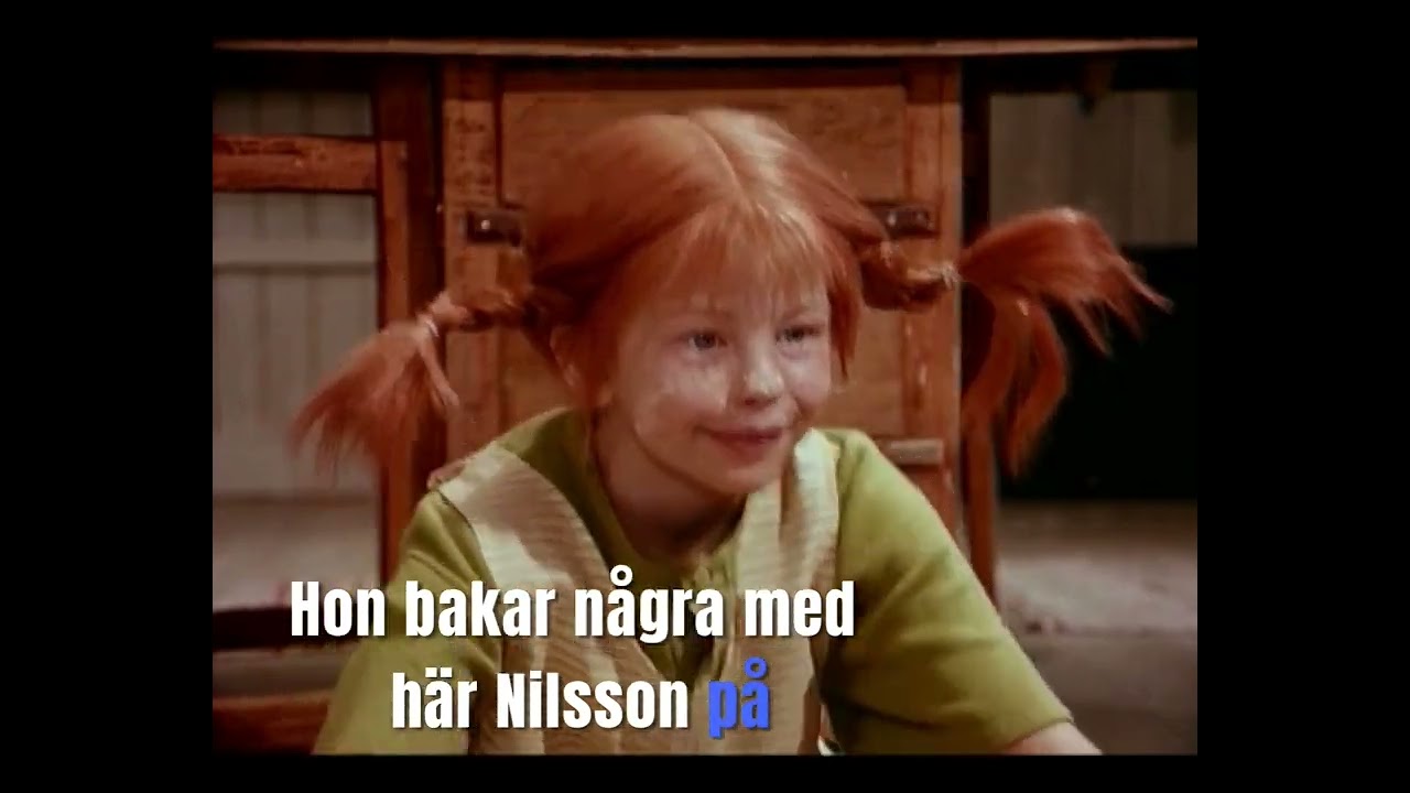 Pippi långstrump bakar kakor. med text
