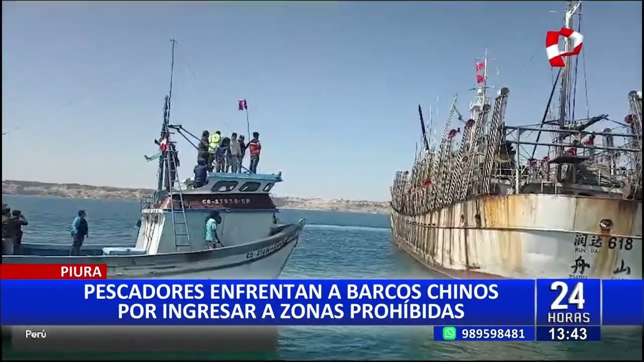 Piura: Barcos chinos ingresan al mar peruano y son confrontados por pescadores artesanales