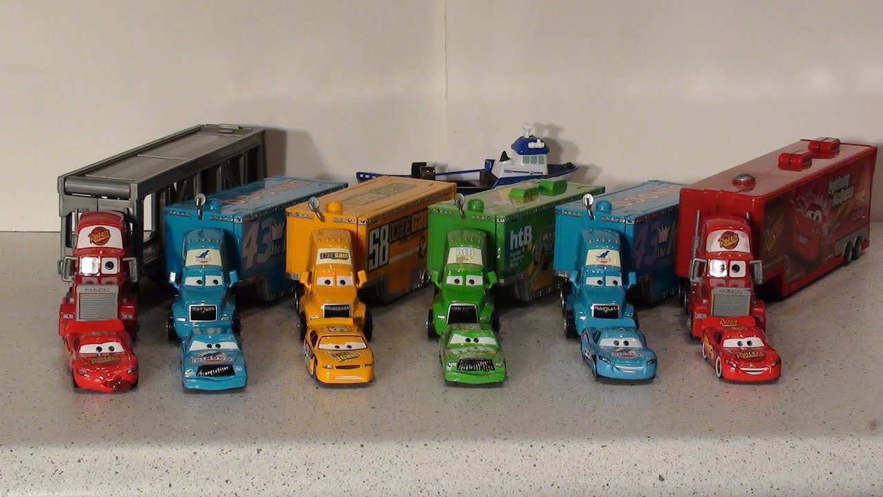 Pixar Cars, The Haulers, with Mack, Lightning , Chick Hicks and Octane Gain Haulers