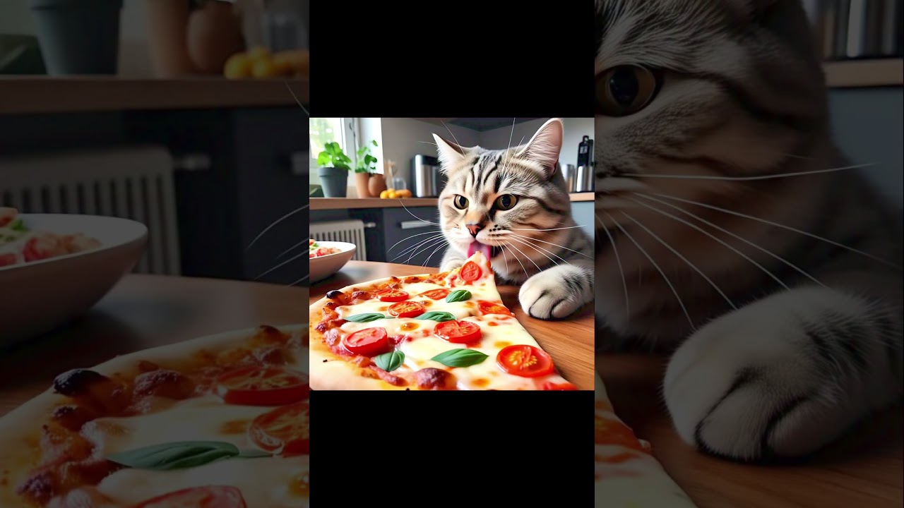 Pizza night turned into cat chaos #cat #cute #kitten #shortvideo #youtubeshorts #viralvideo