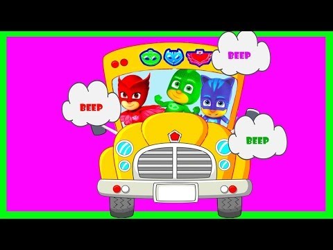 PJ Masks Wheels on the Bus go Round and Round Song for Toddlers Catboy Owlette Gekko PJMasks
