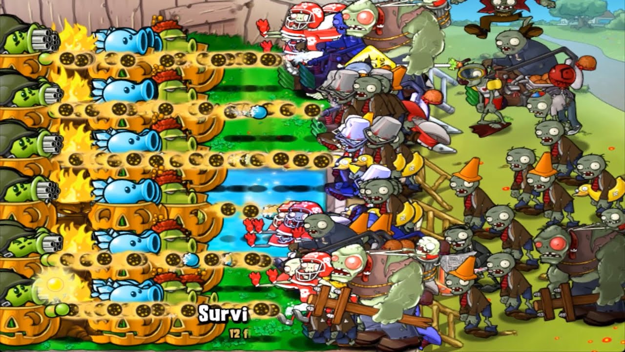 Plants vs Zombies 999 Giant Gatling Gun and Ice vs 999 Zombies