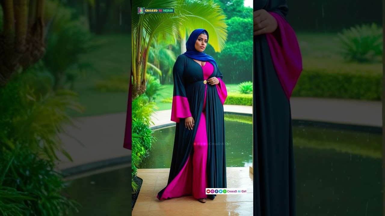 Plus-Size Muslim Girl in a Stylish Colorful Abaya and Hijab | AI Model Lookbook #muslimfashion