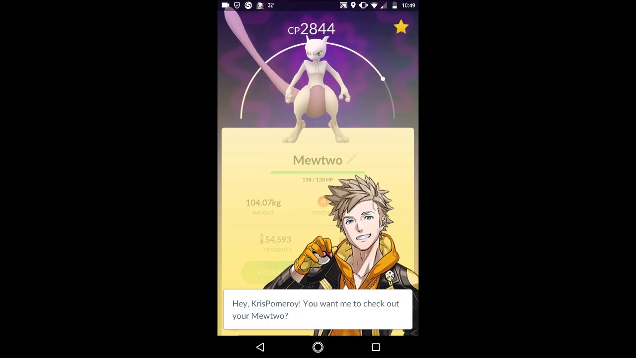Pokemon GO - Mewtwo Appraise CP 2844 - 10/18/2018