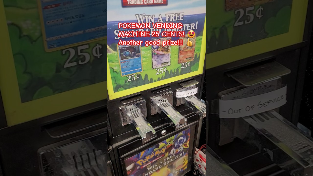 POKEMON VENDING MACHINE 25 cents 🤩 another good prize! 👍 #pokemoncards #shorts  #subscribe