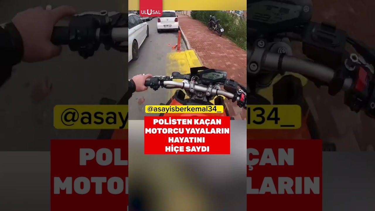 Polisten kaçan motorcu yayaların hayatını hiçe saydı #shorts #polis #keşfet #motor #gündem #haber
